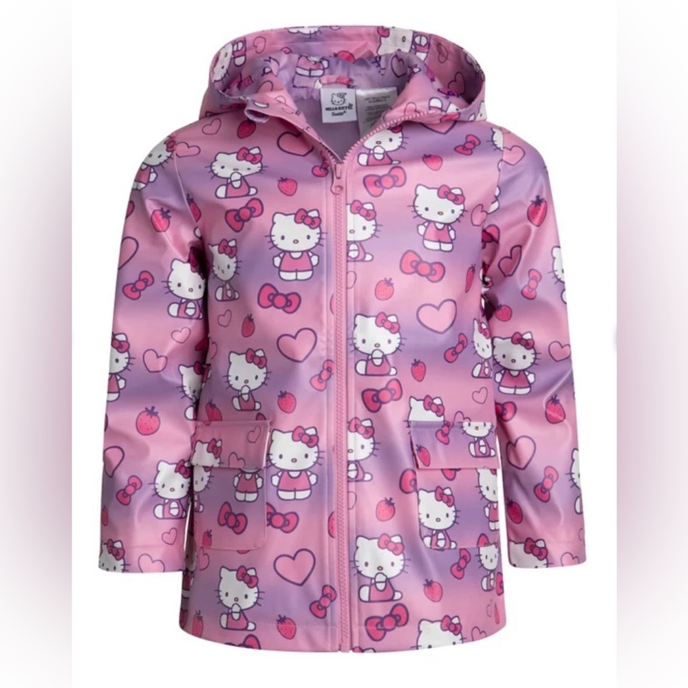 Hello Kitty Pink Rain Jacket Raincoat for Kids Size 4T